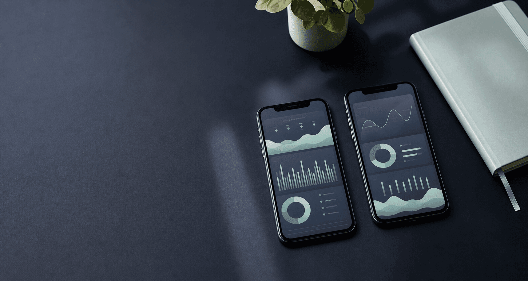 Two unbranded phones showing abstract health tracking screens side by side