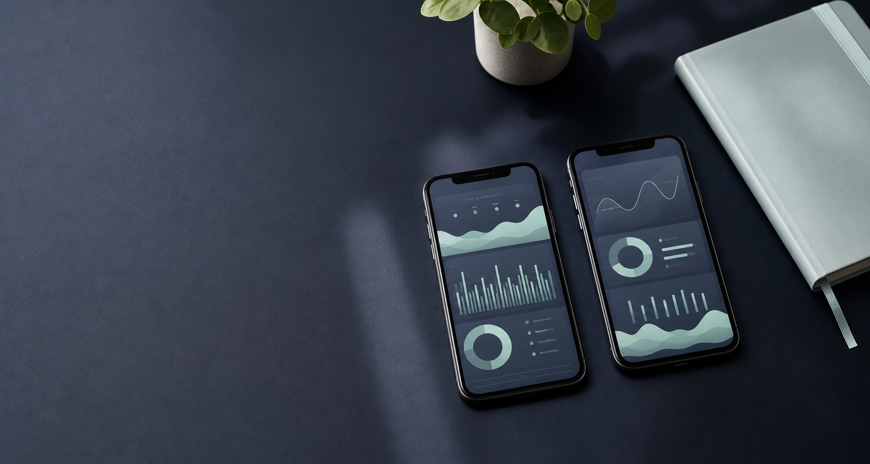 Two unbranded phones showing abstract health tracking screens side by side